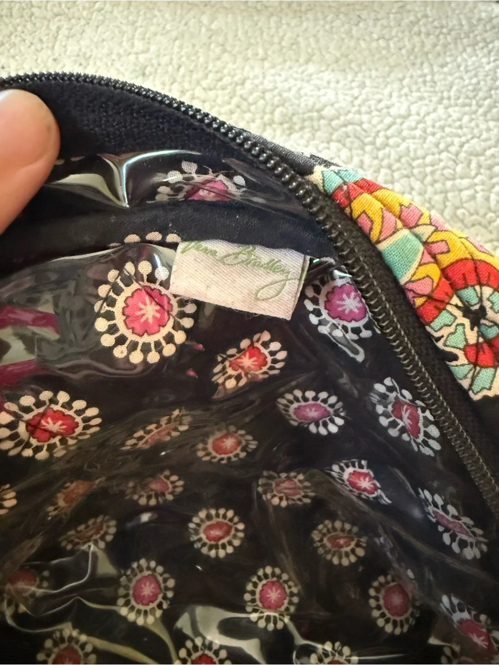 Vera Bradley colorful paisley floral pattern quilted makeup storage bag